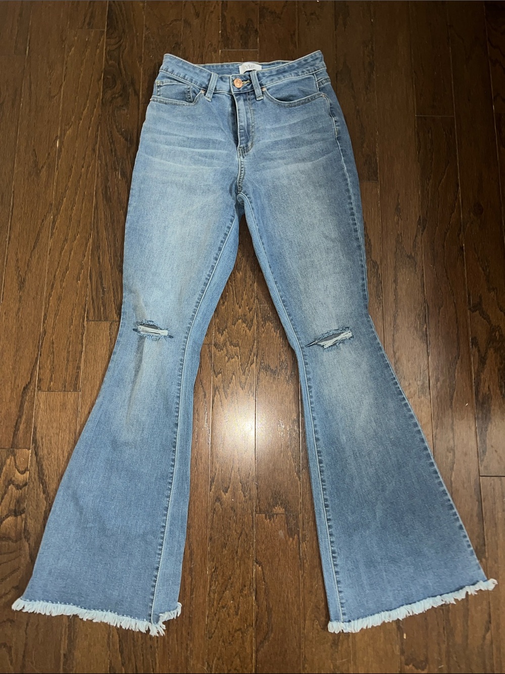 Light Blue Distressed Flare Jeans